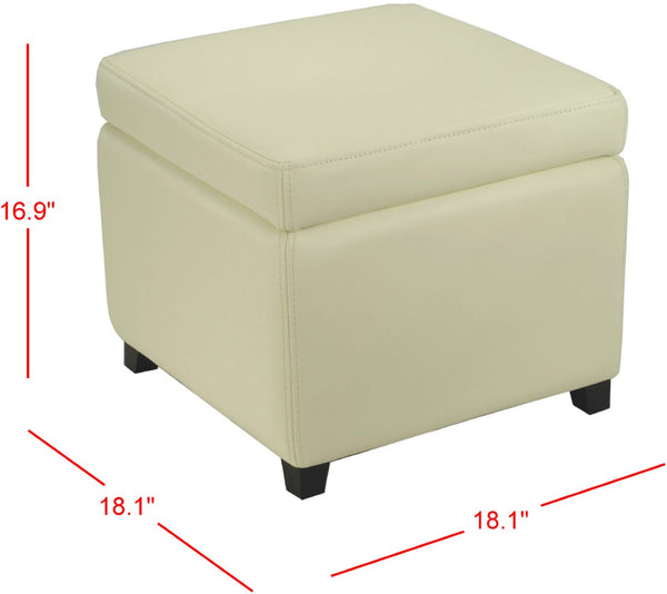 Safavieh Jonathan Contemporary Flip-Top Ottoman With Hidden Storage For Modern Living Spaces And Style Flat Cream HUD4007D