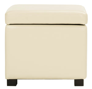 Safavieh Jonathan Contemporary Flip-Top Ottoman With Hidden Storage For Modern Living Spaces And Style Flat Cream HUD4007D