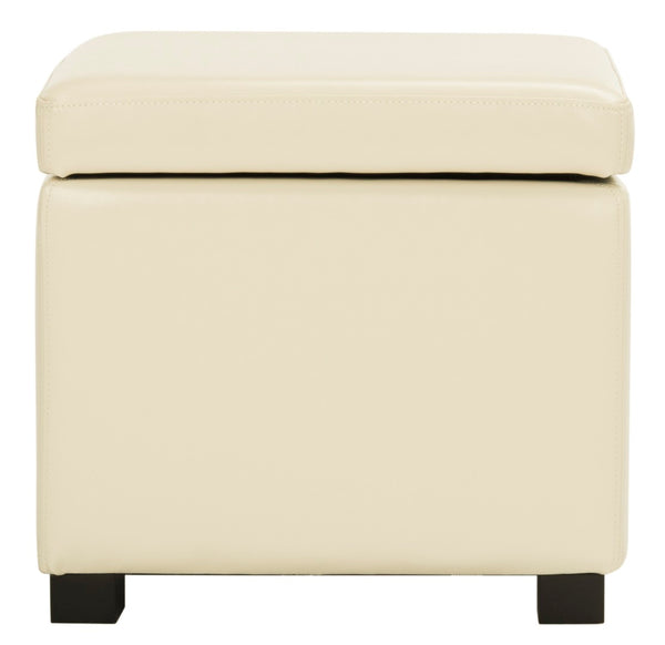 Safavieh Jonathan Contemporary Flip-Top Ottoman With Hidden Storage For Modern Living Spaces And Style Flat Cream HUD4007D