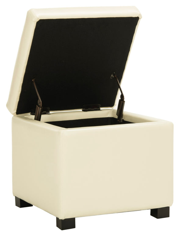 Safavieh Jonathan Contemporary Flip-Top Ottoman With Hidden Storage For Modern Living Spaces And Style Flat Cream HUD4007D