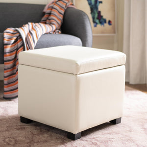 Safavieh Jonathan Contemporary Flip-Top Ottoman With Hidden Storage For Modern Living Spaces And Style Flat Cream HUD4007D