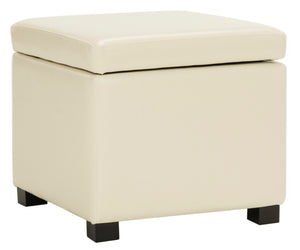 Safavieh Jonathan Contemporary Flip-Top Ottoman With Hidden Storage For Modern Living Spaces And Style Flat Cream HUD4007D