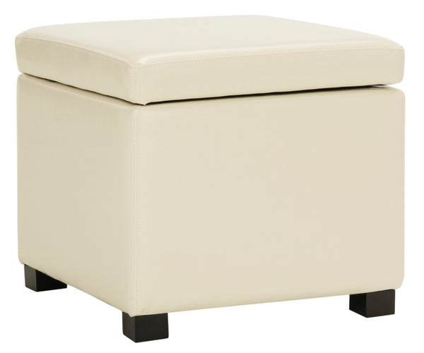Safavieh Jonathan Contemporary Flip-Top Ottoman With Hidden Storage For Modern Living Spaces And Style Flat Cream HUD4007D