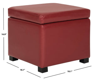 Safavieh Jonathan Contemporary Flip-Top Ottoman With Hidden Storage For Modern Living Spaces And Style Red HUD4007R