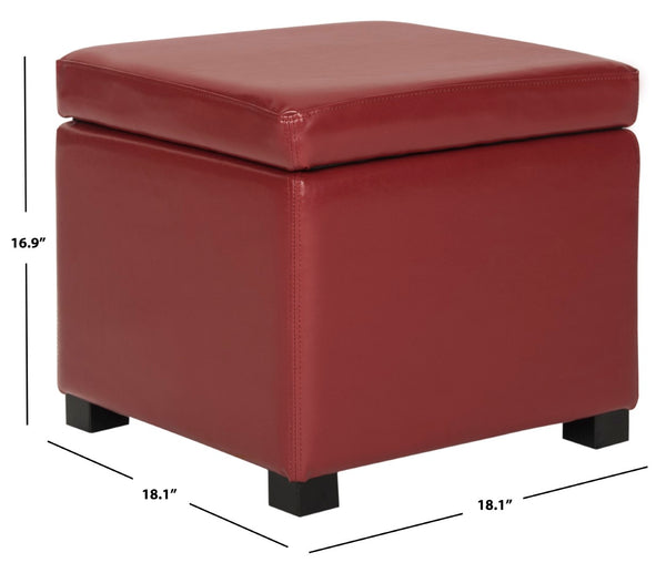 Safavieh Jonathan Contemporary Flip-Top Ottoman With Hidden Storage For Modern Living Spaces And Style Red HUD4007R