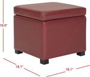 Safavieh Jonathan Contemporary Flip-Top Ottoman With Hidden Storage For Modern Living Spaces And Style Red HUD4007R