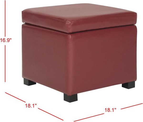 Safavieh Jonathan Contemporary Flip-Top Ottoman With Hidden Storage For Modern Living Spaces And Style Red HUD4007R