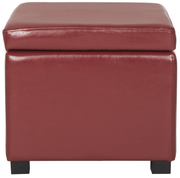 Safavieh Jonathan Contemporary Flip-Top Ottoman With Hidden Storage For Modern Living Spaces And Style Red HUD4007R