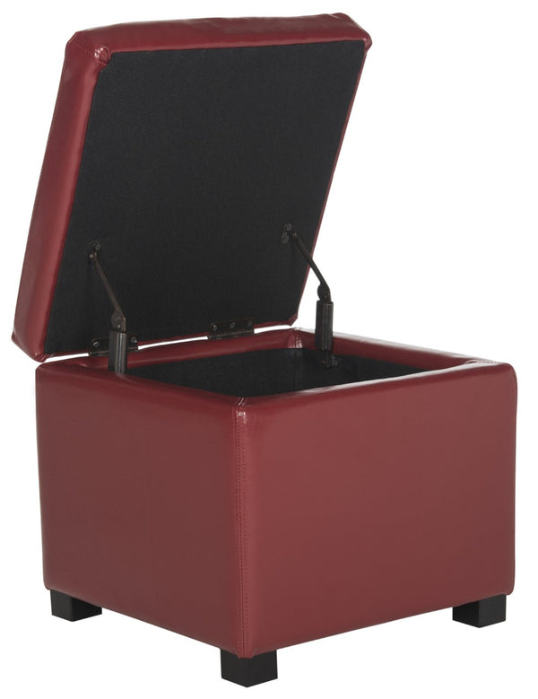 Safavieh Jonathan Contemporary Flip-Top Ottoman With Hidden Storage For Modern Living Spaces And Style Red HUD4007R