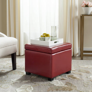 Safavieh Jonathan Contemporary Flip-Top Ottoman With Hidden Storage For Modern Living Spaces And Style Red HUD4007R