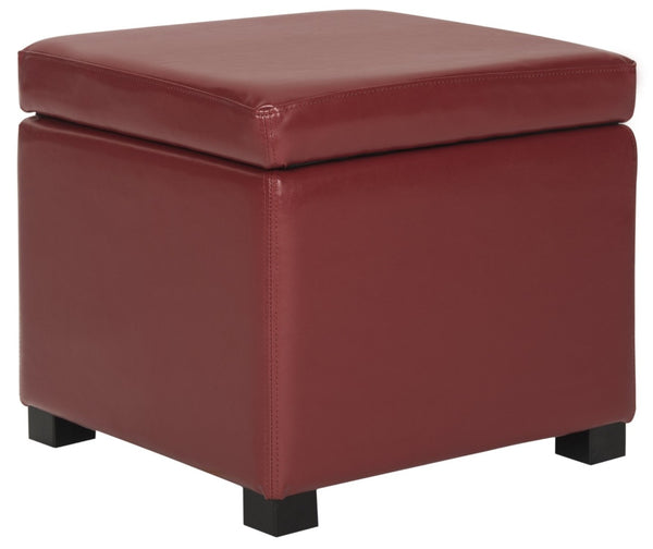 Safavieh Jonathan Contemporary Flip-Top Ottoman With Hidden Storage For Modern Living Spaces And Style Red HUD4007R