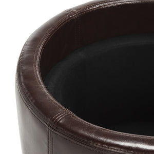 Safavieh Round Storage Tray Ottoman - Stylish Dual-Purpose Design With Hidden Storage & Plush Leather Cushion HUD4045C