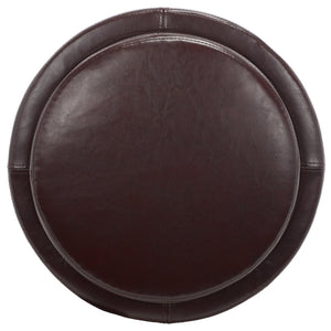 Safavieh Round Storage Tray Ottoman - Stylish Dual-Purpose Design With Hidden Storage & Plush Leather Cushion HUD4045C
