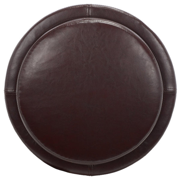 Safavieh Round Storage Tray Ottoman - Stylish Dual-Purpose Design With Hidden Storage & Plush Leather Cushion HUD4045C