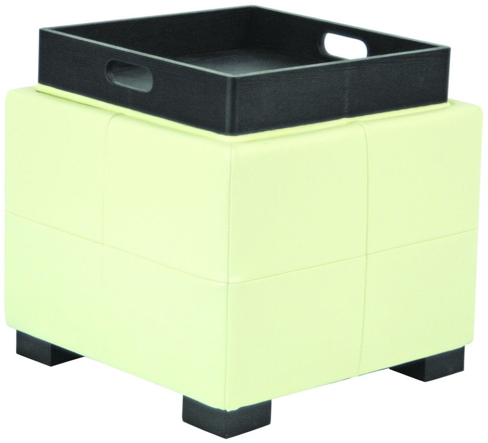 Safavieh Roberto Single Storage Ottoman - Chic Off-White Leather, Stylish Beechwood Legs & Versatile Use! HUD4061A
