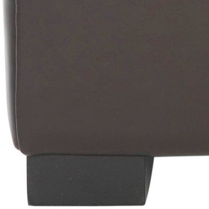 Safavieh Lorenzo Small Flip Top Ottoman: Stylish Brown Leather Cube For Storage & Modern Decor Enhancement HUD4063C
