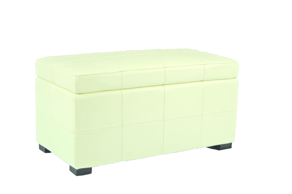Safavieh Lorenzo Medium Flip-Top Ottoman - Stylish Off-White Leather Storage Solution With Extra Seating Option HUD4064A
