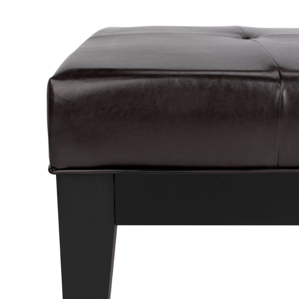 Safavieh Jordan Cocktail Ottoman - Stylish Quilted Leather Accent For Modern Living Spaces & Versatile Use Brown HUD4066A