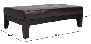 Safavieh Jordan Cocktail Ottoman - Stylish Quilted Leather Accent For Modern Living Spaces & Versatile Use Brown HUD4066A