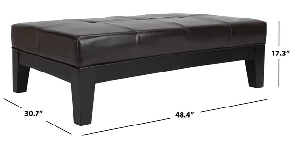 Safavieh Jordan Cocktail Ottoman - Stylish Quilted Leather Accent For Modern Living Spaces & Versatile Use Brown HUD4066A