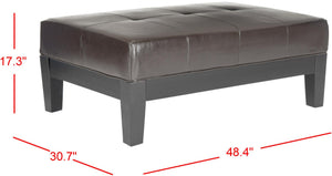 Safavieh Jordan Cocktail Ottoman - Stylish Quilted Leather Accent For Modern Living Spaces & Versatile Use Brown HUD4066A