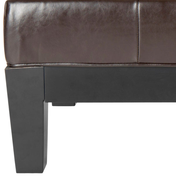 Safavieh Jordan Cocktail Ottoman - Stylish Quilted Leather Accent For Modern Living Spaces & Versatile Use Brown HUD4066A