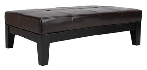 Safavieh Jordan Cocktail Ottoman - Stylish Quilted Leather Accent For Modern Living Spaces & Versatile Use Brown HUD4066A