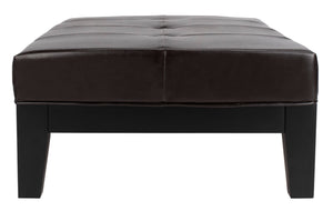 Safavieh Jordan Cocktail Ottoman - Stylish Quilted Leather Accent For Modern Living Spaces & Versatile Use Brown HUD4066A