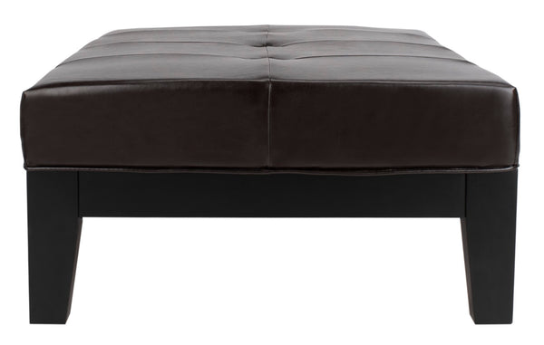 Safavieh Jordan Cocktail Ottoman - Stylish Quilted Leather Accent For Modern Living Spaces & Versatile Use Brown HUD4066A