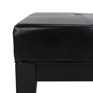 Safavieh Jordan Cocktail Ottoman - Stylish Quilted Leather Accent For Modern Living Spaces & Versatile Use Black HUD4066B