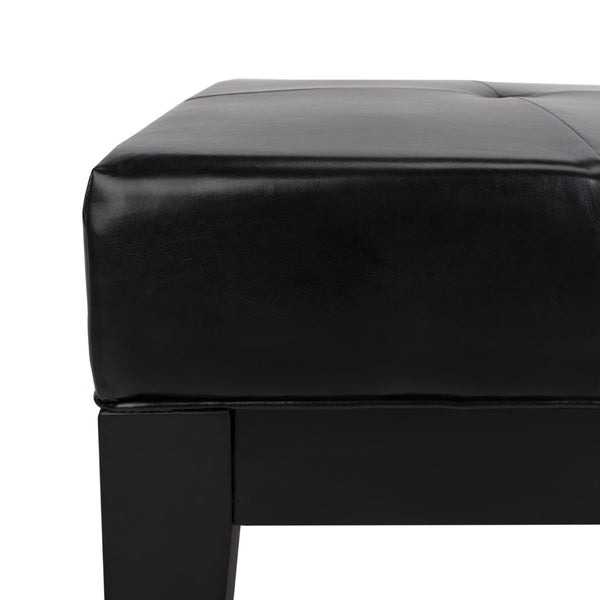Safavieh Jordan Cocktail Ottoman - Stylish Quilted Leather Accent For Modern Living Spaces & Versatile Use Black HUD4066B