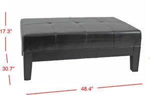 Safavieh Jordan Cocktail Ottoman - Stylish Quilted Leather Accent For Modern Living Spaces & Versatile Use Black HUD4066B