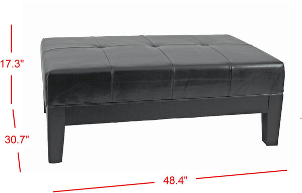 Safavieh Jordan Cocktail Ottoman - Stylish Quilted Leather Accent For Modern Living Spaces & Versatile Use Black HUD4066B