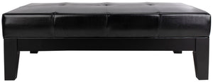 Safavieh Jordan Cocktail Ottoman - Stylish Quilted Leather Accent For Modern Living Spaces & Versatile Use Black HUD4066B
