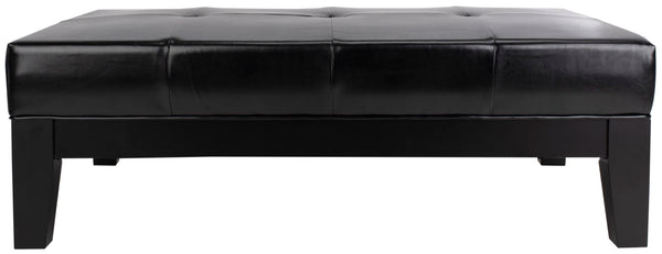Safavieh Jordan Cocktail Ottoman - Stylish Quilted Leather Accent For Modern Living Spaces & Versatile Use Black HUD4066B