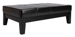 Safavieh Jordan Cocktail Ottoman - Stylish Quilted Leather Accent For Modern Living Spaces & Versatile Use Black HUD4066B
