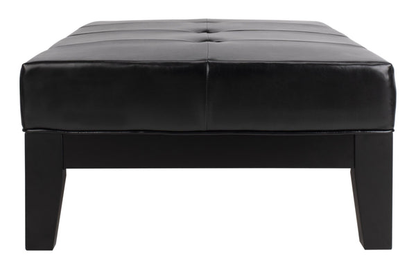Safavieh Jordan Cocktail Ottoman - Stylish Quilted Leather Accent For Modern Living Spaces & Versatile Use Black HUD4066B