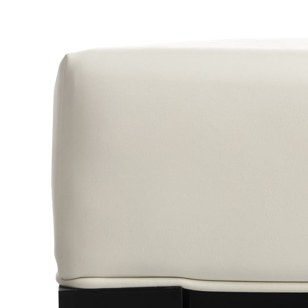 Safavieh Jordan Cocktail Ottoman - Stylish Quilted Leather Accent For Modern Living Spaces & Versatile Use Off White HUD4066C