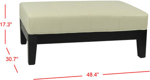 Safavieh Jordan Cocktail Ottoman - Stylish Quilted Leather Accent For Modern Living Spaces & Versatile Use Off White HUD4066C