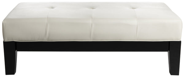 Safavieh Jordan Cocktail Ottoman - Stylish Quilted Leather Accent For Modern Living Spaces & Versatile Use Off White HUD4066C