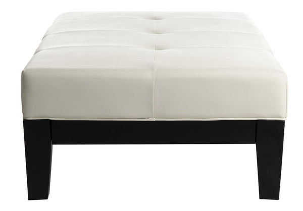 Safavieh Jordan Cocktail Ottoman - Stylish Quilted Leather Accent For Modern Living Spaces & Versatile Use Off White HUD4066C