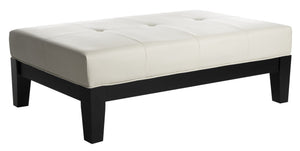 Safavieh Jordan Cocktail Ottoman - Stylish Quilted Leather Accent For Modern Living Spaces & Versatile Use Off White HUD4066C