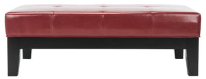Safavieh Jordan Cocktail Ottoman - Stylish Quilted Leather Accent For Modern Living Spaces & Versatile Use Red HUD4066R