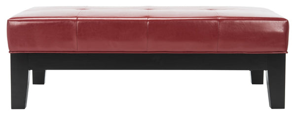 Safavieh Jordan Cocktail Ottoman - Stylish Quilted Leather Accent For Modern Living Spaces & Versatile Use Red HUD4066R