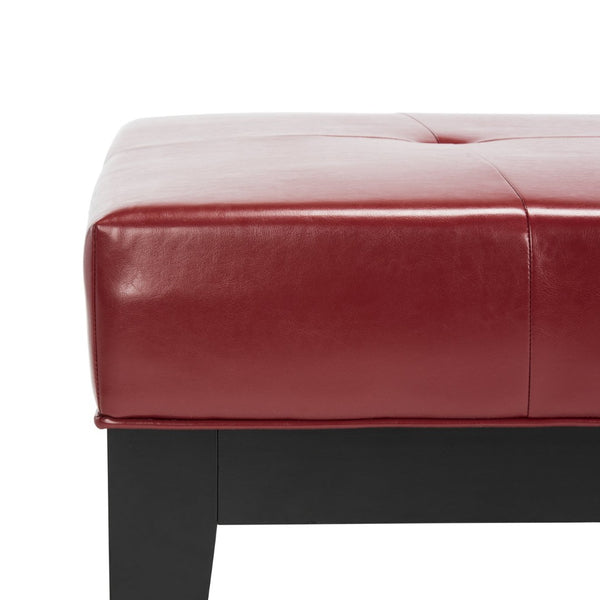 Safavieh Jordan Cocktail Ottoman - Stylish Quilted Leather Accent For Modern Living Spaces & Versatile Use Red HUD4066R