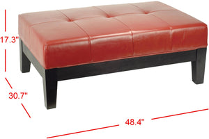 Safavieh Jordan Cocktail Ottoman - Stylish Quilted Leather Accent For Modern Living Spaces & Versatile Use Red HUD4066R