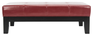 Safavieh Jordan Cocktail Ottoman - Stylish Quilted Leather Accent For Modern Living Spaces & Versatile Use Red HUD4066R