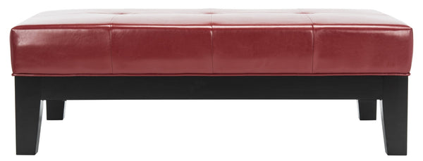Safavieh Jordan Cocktail Ottoman - Stylish Quilted Leather Accent For Modern Living Spaces & Versatile Use Red HUD4066R