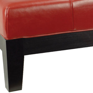Safavieh Jordan Cocktail Ottoman - Stylish Quilted Leather Accent For Modern Living Spaces & Versatile Use Red HUD4066R