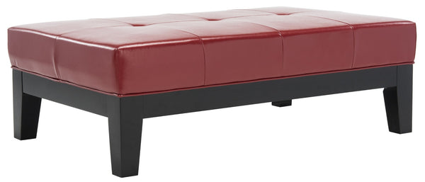 Safavieh Jordan Cocktail Ottoman - Stylish Quilted Leather Accent For Modern Living Spaces & Versatile Use Red HUD4066R